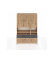 Arges Dolap 8 Raflı 2 Çekmeceli 6 Kapaklı 132x30x195 Çam-Çam/Antrasit