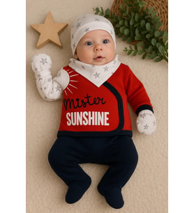 Sun Shine Desenli 5'li Erkek Hastane Çıkışı (Kırmızı)