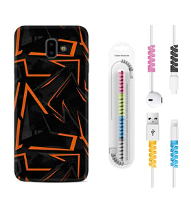 Samsung J6 Plus J7 Prime J7 Pro M20 Kılıf Kablo Koruma Spiral Silikon Zigzaglar 1651