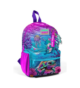 CORAL HIGH 23556 KIDS PEMBE MOR KAPLUMBAĞA DESENLİ İKİ BÖLMELİ MİNİK YUVA SIRT ÇANTASI