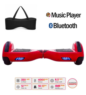 Smart Store Hoverboard Elektrikli Kaykay Bluetooth Hoparlörlü 6.5 Inch Çanta Hediyeli (Kırmızı)