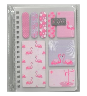 KRAF 2220FL FLAMINGO A6 SPİRALLİ BLOKNOT ÇİZGİLİ + YAPIŞKANLI NOT KAĞIDI 1 SET