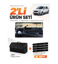 e-biz RENAULT EXPRESS (2021-2024) Uyumlu Torpido Örtüsü + Deri Bagaj Çantası Seti - Siyah - RE020