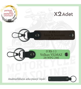Hız Severlere İsim Plaka ve 0 Rh (-) Kan Grubu Yazılı Motorcu x2 Anahtarlık, K Kahve-F Yeşil-Syh (Çok Renkli)