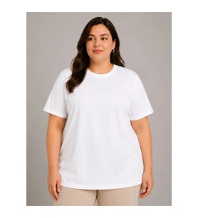 Battal Big Size Basic Tişört Bisiklet Yaka Rahat Kalıp T-Shirt - Beyaz