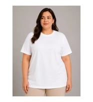 Battal Big Size Basic Tişört Bisiklet Yaka Rahat Kalıp T-Shirt - Beyaz