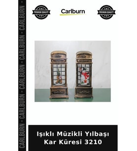 Özel Üretim Hediyelik Telefon Kulübesi Tasarımı Yılbaşı Temalı Işıklı Müzikli Kar Küresi 3210