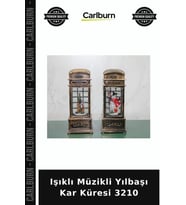 Özel Üretim Hediyelik Telefon Kulübesi Tasarımı Yılbaşı Temalı Işıklı Müzikli Kar Küresi 3210