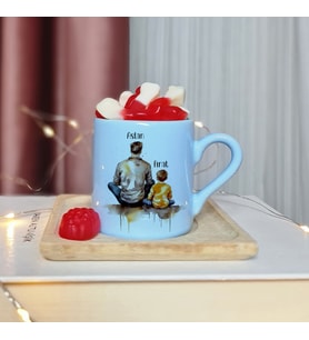 Baba & Oğul Tasarımlı Kişiye Özel Mavi Türk Kahvesi Fincanı