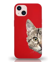 Apple iPhone 13 Uyumlu Lansman Kılıf Catface Tasarımlı Altı Kapalı İçi Kadife Kaplı Silikon Kapak (Şeffaf)