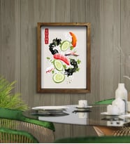BK Gift Cafe & Bar & Restaurant Konseptli Doğal Masif Ahşap Çerçeveli Tablo-1