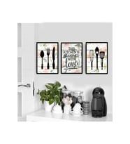 Mutfak Sevgi Love Çiçek Kalp Kaşık Bıçak Çatal Dekor Konsept Tablo MDF (19x27cm)set 3Lü