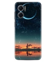 Xiaomi Redmi Note 11E Kılıf Silikon Desen Özel Seri Ay ve Kız 1720