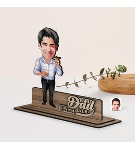 BK Gift Kişiye Özel 3D Kabartma İsimli Baba Karikatürlü Ahşap Biblo-10, Babaya Hediye, Babalar Günü Hediyeleri