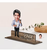 BK Gift Kişiye Özel 3D Kabartma İsimli Baba Karikatürlü Ahşap Biblo-10, Babaya Hediye, Babalar Günü Hediyeleri