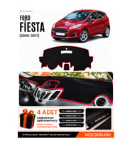 FORD FİESTA (2008-2017) Uyumlu Torpido Örtüsü Torpido Kılıfı - Siyah Kırmızı