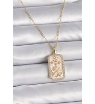 316L Çelik Gold Renk Zincir Yengeç Burcu Zirkon Taşlı Kadın Kolye 5886