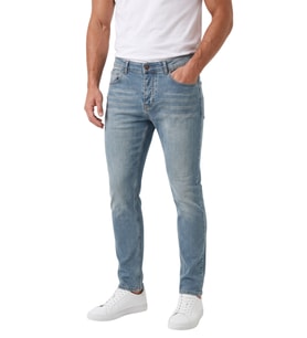 DeepSEA Erkek Slim Fit Dar Kesim Likralı Taşlanmış Pamuklu Mavi Kot Pantolon – Düğme Kapamalı Jean 2605153