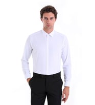 Hatemoğlu Beyaz Slim Fit Pamuklu Uzun Kollu Gömlek