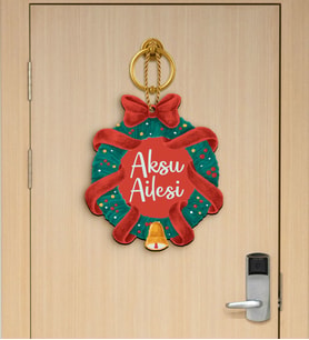 BK Gift Kişiye Özel İsimli Yılbaşı Ahşap Kapı Süsü-1