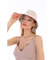 Kadın Balıkçı Kova Bucket Şapka (Bej)