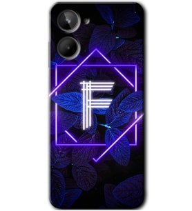 Realme 10 4G Kılıf HD Desen Baskılı Kılıf - Dark Neon Yaprak F Harfi