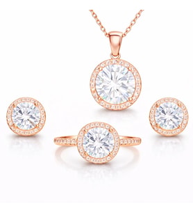 Gümüş Rose Yuvarlak Montür Tek Taş Set