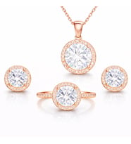 Gümüş Rose Yuvarlak Montür Tek Taş Set