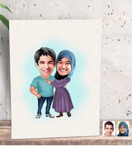 BK Gift Kişiye Özel Sevgililer Karikatürlü Dekoratif Mini Kanvas Tablo 15x20cm-60