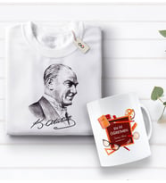 BK Gift Kişiye Özel Öğretmenler Günü Tasarımlı Kupa Bardak ve Atatürk Baskılı Tişört Hediye Seti- 3-1, Öğretmene Hediye, Öğretmenler Günü, 100. Yıl Hediyesi