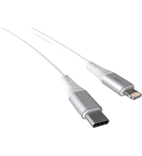Wahoo Type C-Lightning 27Watt PD Hızlı Şarj Kablosu (Beyaz/Gümüş Metal) (100 CM)