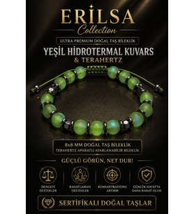 Sertifikalı Terahertz - Aura Açık Yeşil Hidrotermal Kuvars Taşı Denge Bilekliği - 8 MM Unisex