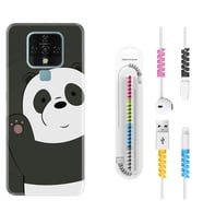 Tecno Camon 16 18P Pova 3 Pova Neo Kılıf Kablo Koruma Spiral Silikon Hello Panda 1709