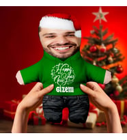Motto Gift Kişiye Özel Fotoğraflı Yeni Yıl Şapkalı Peluş Oyuncak Yılbaşı Hediyesi - Erkek 531021