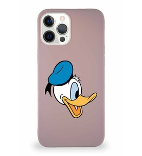 Apple iPhone 12 Pro Max Soft Premier Kapak Donald Duck-F Tasarımlı Silikon Kılıf - Pudra (Şeffaf)