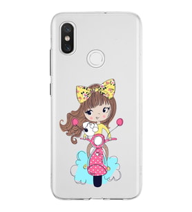 Xiaomi Mi 8 Uyumlu Kapak Vespagirl Tasarımlı Şeffaf Silikon Kılıf