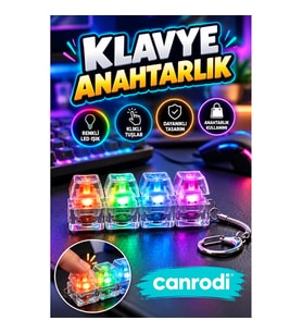 4 Tuşlu Işıklı Mekanik Klavye Anahtarlığı – Klik Tuşlu Renkli Fidget Oyuncak