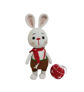 Tavşan Sunny ve Yılbaşı Süsü Amigurumi Organik Oyuncak