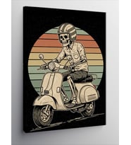Kanvas Tablo Vintage Scooter Ve Çizgiler