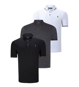 ÜÇLÜ SET T8586 DEWBERRY ERKEK T-SHIRT-SİYAH-BEYAZ-ANTRASİT