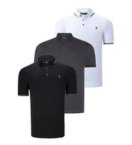 ÜÇLÜ SET T8586 DEWBERRY ERKEK T-SHIRT-SİYAH-BEYAZ-ANTRASİT