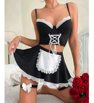 Jessica Bella Siyah Beyaz Dantelli Gecelik/Sütyen Takım-00124