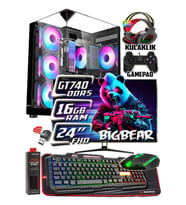 WarboX BİGBEAR 24" Monitör Xeon X5650 16gb Ram 256gb Ssd 250gb Hdd GT740 DDR5-4gb E.kartı Gaming PC (Siyah)