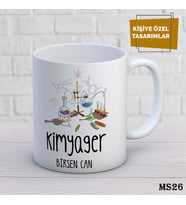 Kişiye Özel Meslek Temalı Kupa  İsimli & Fotoğraflı Premium Hediye Bardak Kimyager