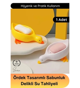 #Sabunluk Ördek Tasarımlı Sabunluk Delikli Su Tahliyeli ABS Plastik Banyo Lavabo Sabun Tutucu Dekora