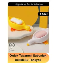 #Sabunluk Ördek Tasarımlı Sabunluk Delikli Su Tahliyeli ABS Plastik Banyo Lavabo Sabun Tutucu Dekora