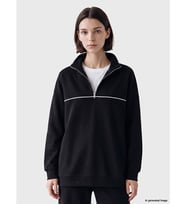 LCW Modest Siyah Soft Touch Oversize Kadın Sweatshirt Tunik