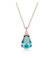 Gümüş Mavi Topaz Damla Bayan Kolye (Çok Renkli)