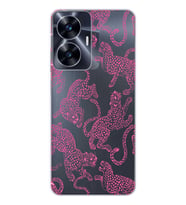 Realme C55 Uyumlu Pembe Leopar Desenli Şeffaf Telefon Kılıfı