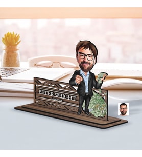 BK Gift Kişiye Özel 3D Kabartma İsimli Baba Karikatürlü Ahşap Biblo-4, Babaya Hediye, Babalar Günü Hediyeleri
